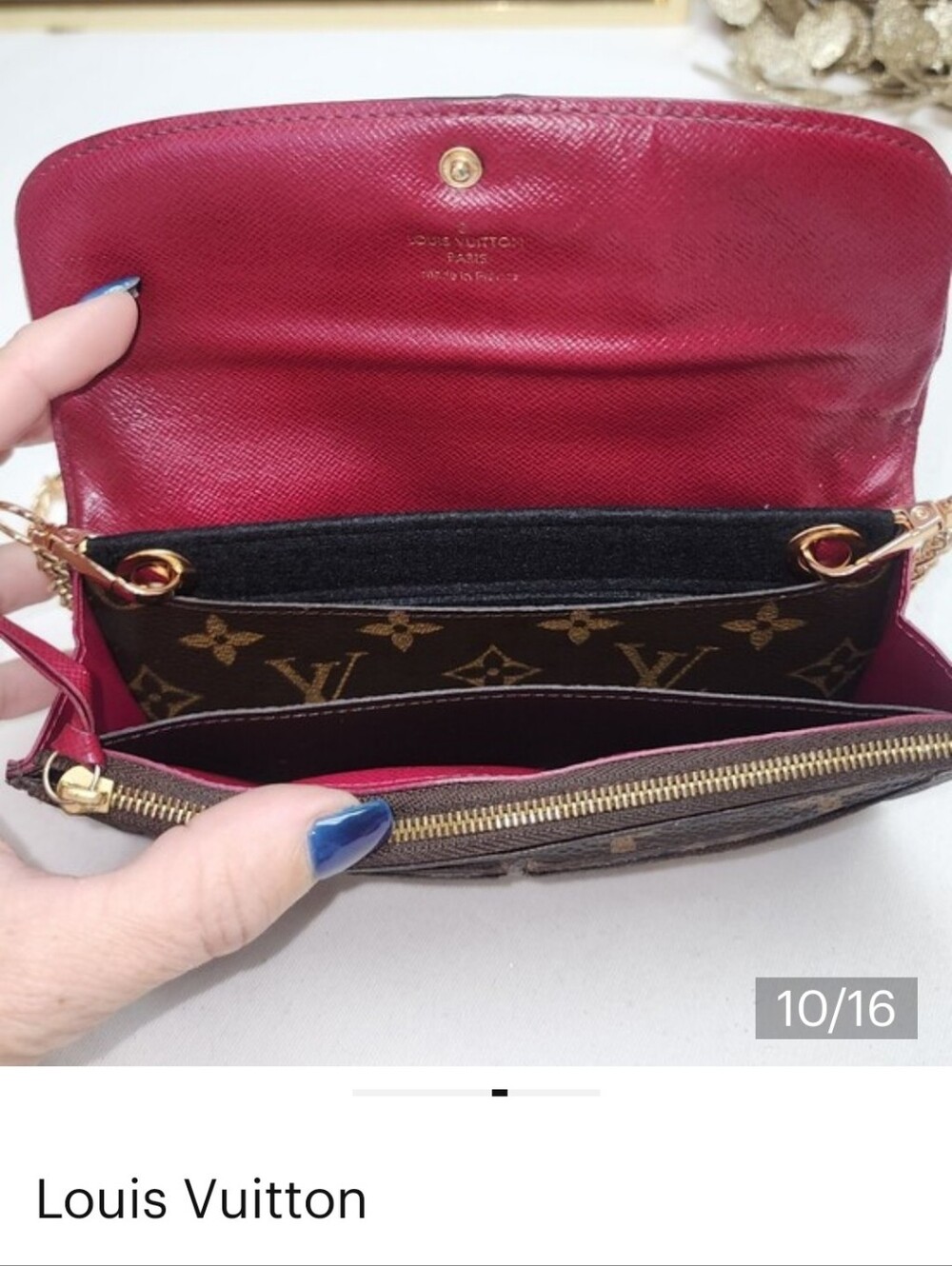 Louis Vuitton Monogram Emilie Wallet W/  COA, BOX, DUSTBAG and Unbranded Chain